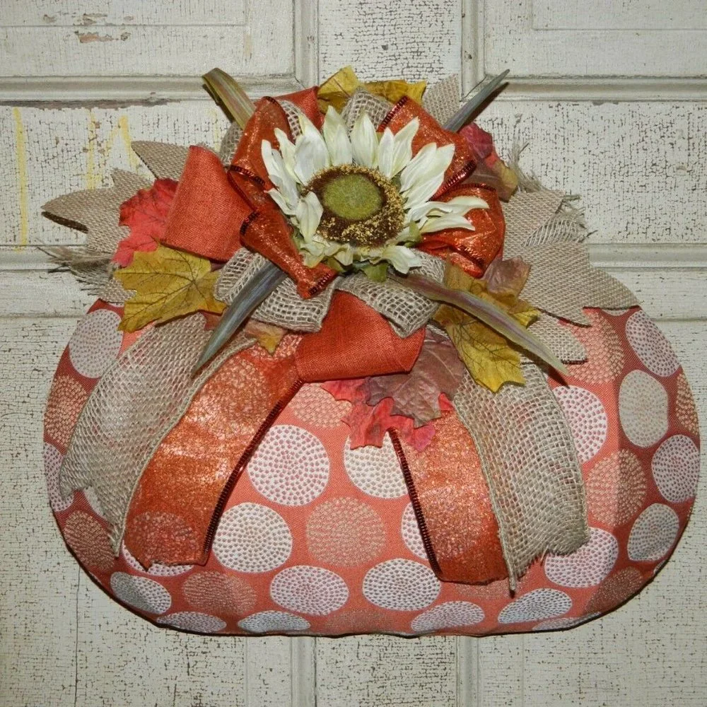 Handmade Halloween Fall Pumpkin Shape Door Wreath